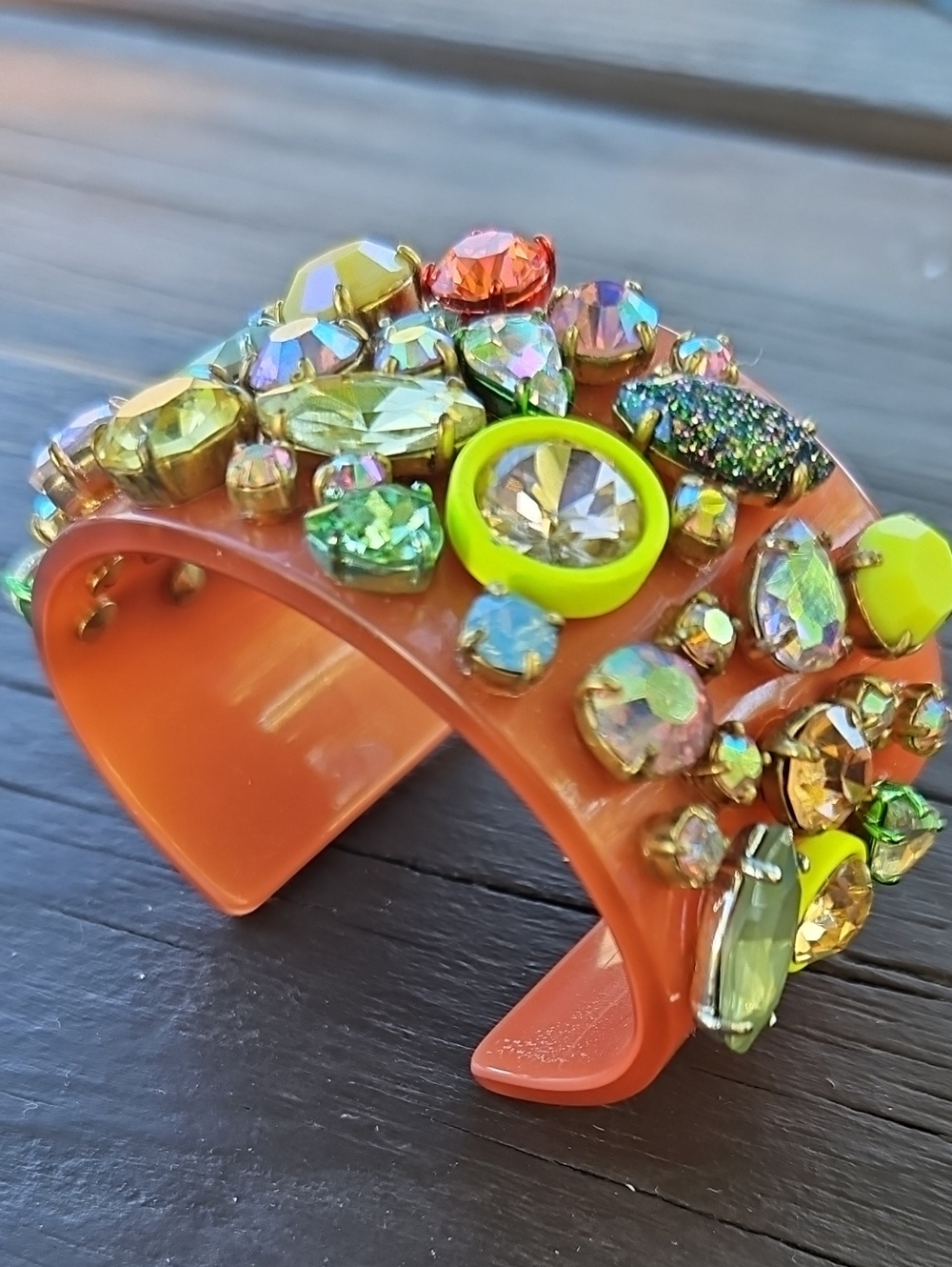 J.  Crew Vibrant Orange Jeweled Statement Cuff Bracelet - Picture 8 of 8